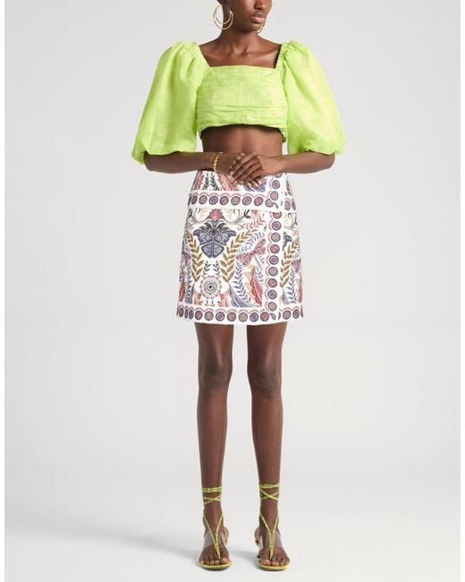 Farm Rio White Boho Glam Off- Skirt Mini Skirt Cotton