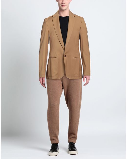 Daniele Alessandrini Brown Sand Blazer Polyester, Viscose, Elastane for men