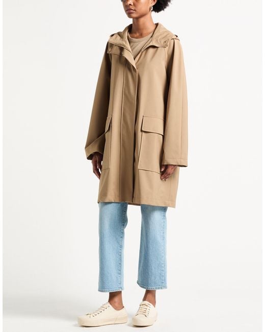 Eleventy Natural Camel Overcoat & Trench Coat Polyester, Wool, Polyurethane, Elastane