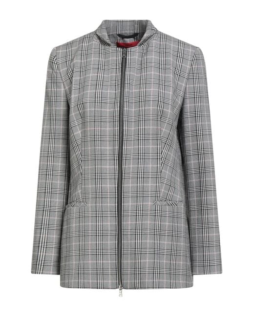 HUGO Gray Jacket Polyester, Viscose, Elastane