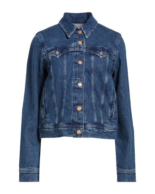 7 For All Mankind Blue Denim Outerwear Cotton, Elastane
