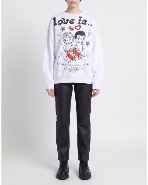 Gaelle Paris White Love Is. By Sweatshirt Cotton, Elastane