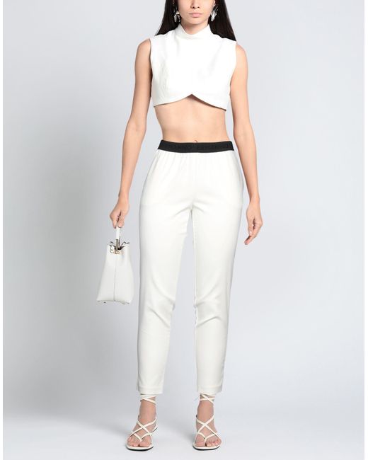 ERMANNO FIRENZE White Pants Cotton, Polyamide, Elastane, Polyester