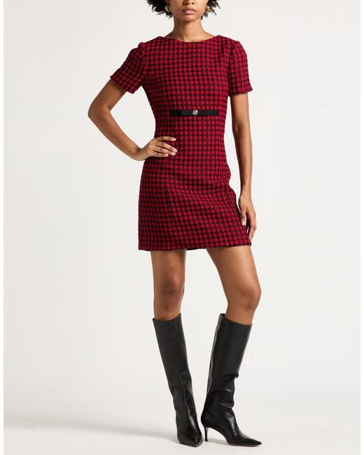 Versace Red Mini Dress Virgin Wool, Viscose, Polyamide