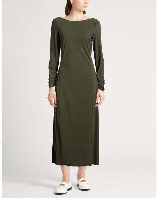Maliparmi Green Military Maxi Dress Polyamide, Elastane