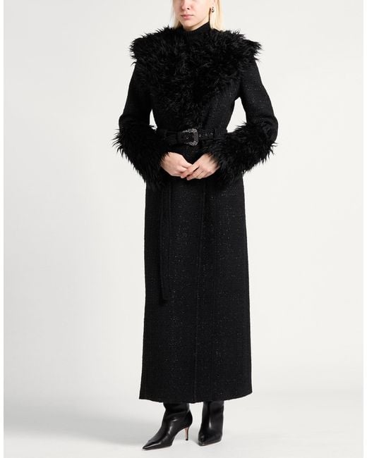 Versace Jeans Couture Black Coat Polyester, Wool, Acrylic, Synthetic Fibers, Metallic Fiber