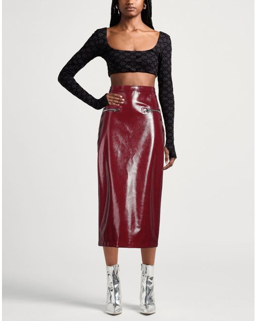 MSGM Red Burgundy Maxi Skirt Polyester, Polyurethane