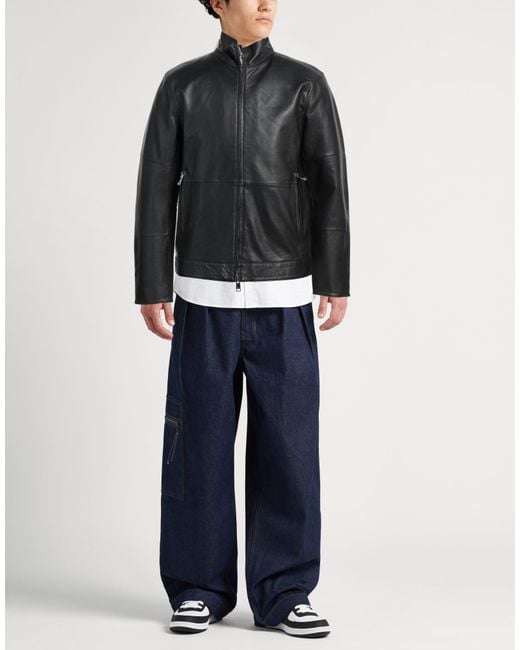 ARMANI EXCHANGE Black Jacket Lambskin for men