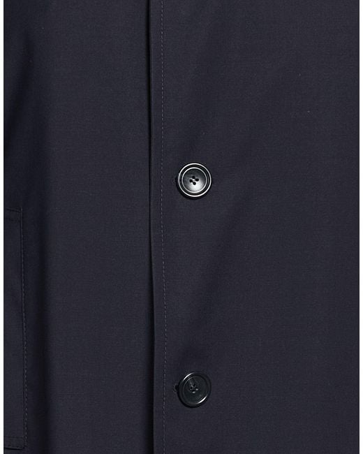 Tagliatore Blue Midnight Overcoat & Trench Coat Polyester, Wool, Elastane for men