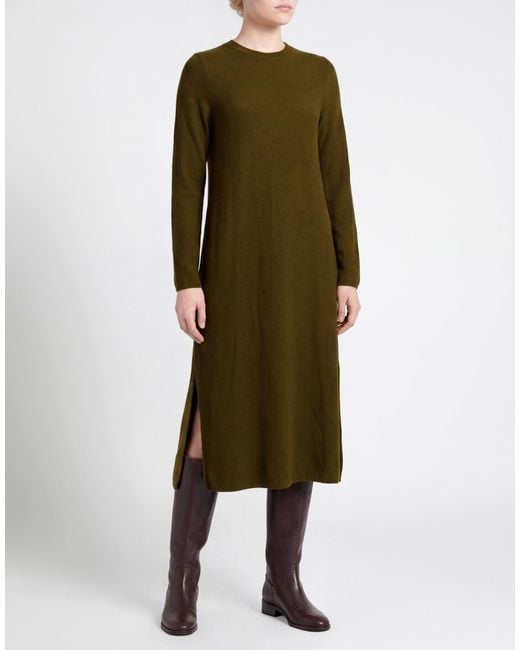 Siyu Green Khaki Midi Dress Merino Wool