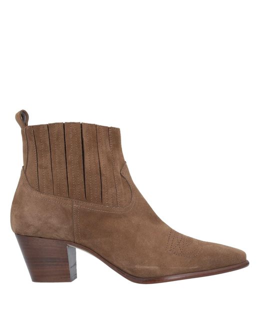Anna F. Brown Khaki Ankle Boots Soft Leather