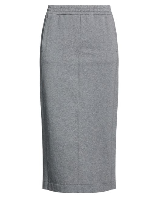 Brunello Cucinelli Gray Midi Skirt Cotton, Elastane