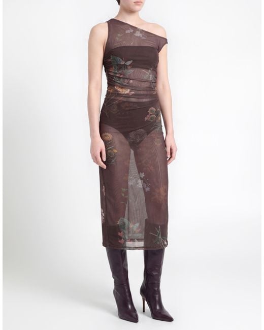 ViCOLO Brown Midi Dress Polyester, Elastane