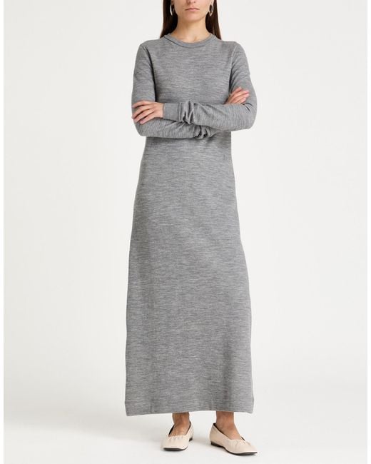 Jil Sander Gray Maxi Dress Cotton, Wool, Polyamide