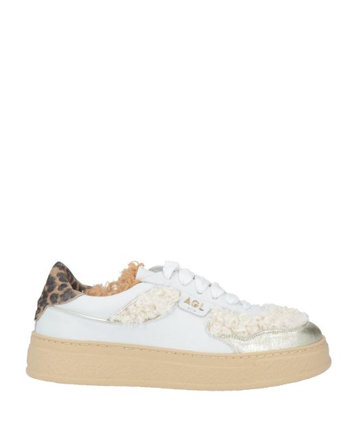 Agl Attilio Giusti Leombruni White Sneakers Leather, Textile Fibers