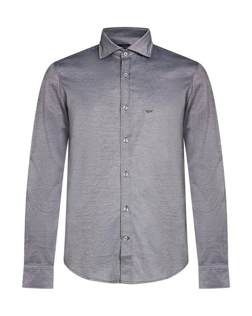 Paul & Shark Blue Charcoal Shirt Cotton for men