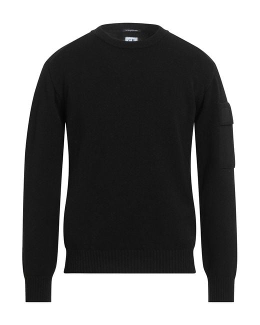 C P Company Black Sweater Virgin Wool, Polyester for men