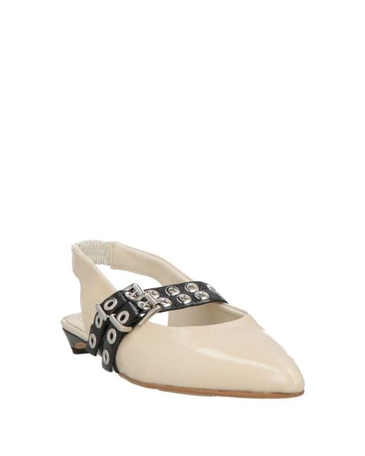 Divine Follie White Cream Ballet Flats Leather
