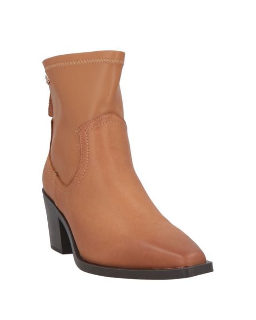 Carmela Brown Camel Ankle Boots Leather