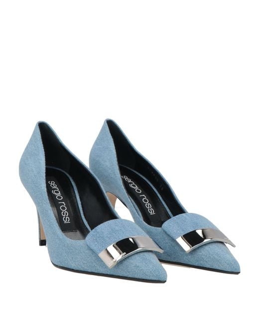 Sergio Rossi Blue Pumps Textile Fibers