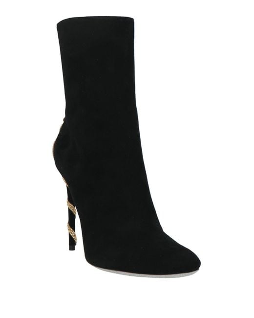Rene Caovilla Black Suede Crystal-Embellished Stiletto Ankle Boots