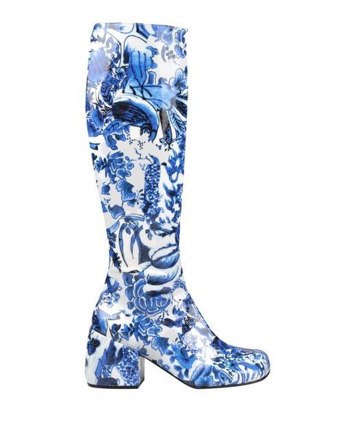 Dries Van Noten Blue Boot Leather