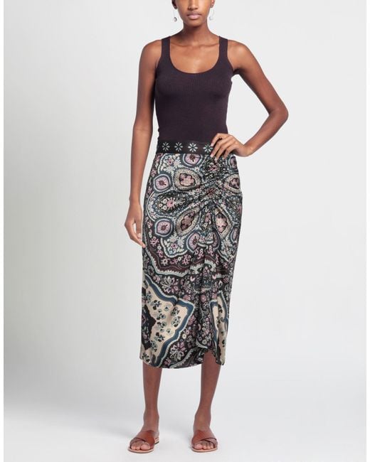 Nenette Gray Midi Skirt Polyester