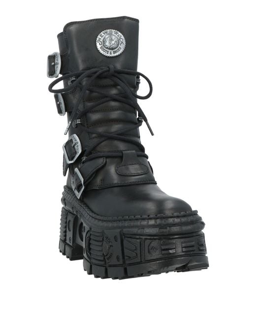 New Rock Black Ankle Boots