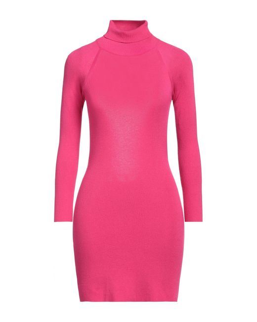 Akep Pink Fuchsia Mini Dress Viscose, Polyester