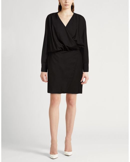 PT Torino Black Midi Dress Virgin Wool