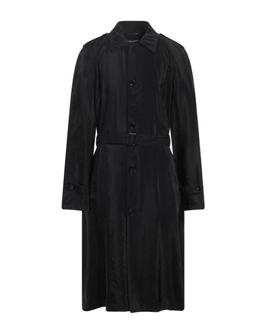 Dolce & Gabbana Black Overcoat & Trench Coat Viscose, Polyamide for men