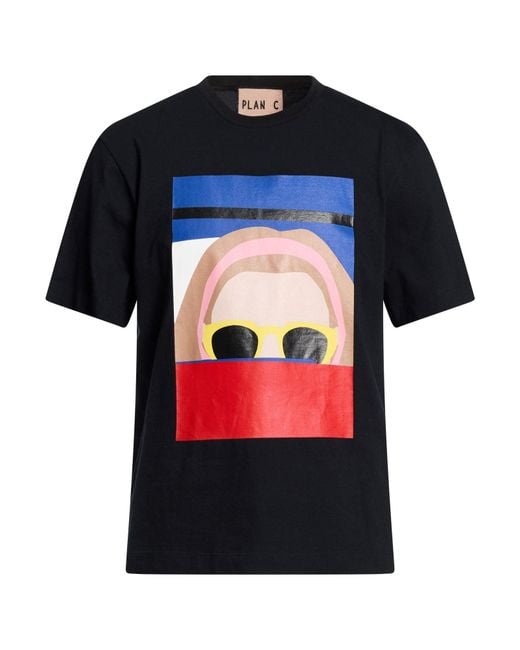 Plan C Black T-Shirt Cotton for men