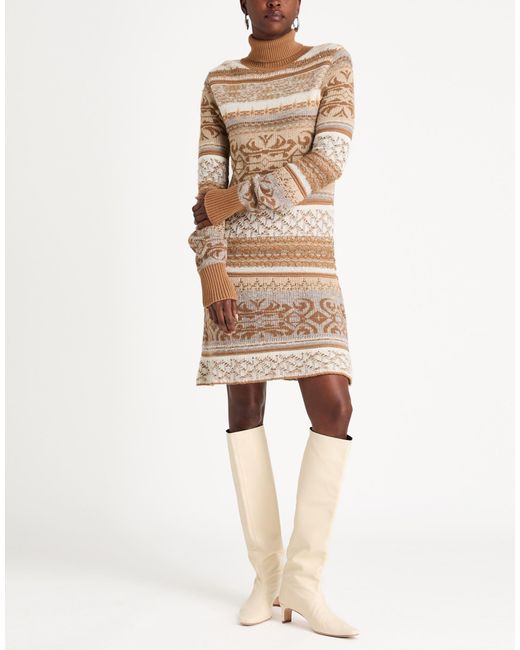 Akep Natural Mini Dress Synthetic Fibers, Alpaca Wool, Merino Wool, Polyamide, Metallic Fiber