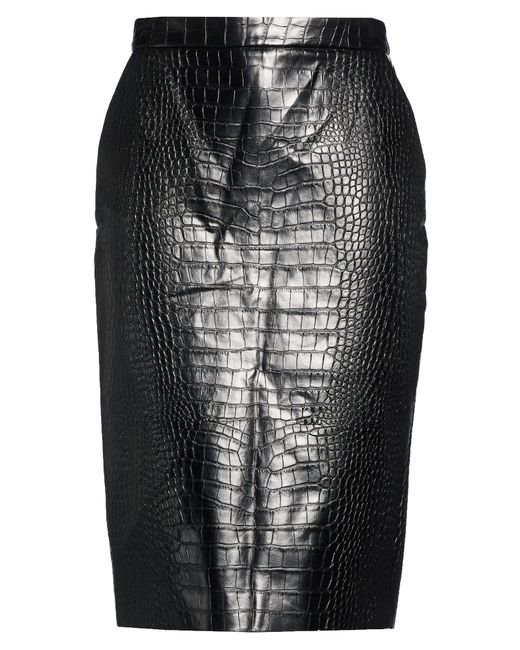 Barbara Bui Black Midi Skirt Polyurethane, Polyester