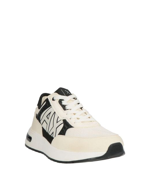 ARMANI EXCHANGE White Cream Sneakers Textile Fibers, Synthetic Material for men