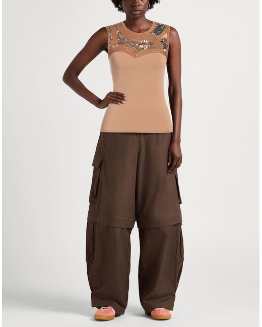 Patrizia Pepe Brown Camel Top Viscose, Elastane