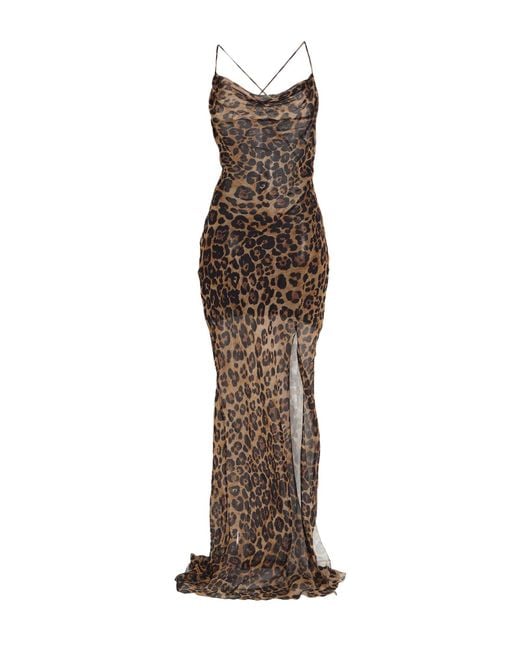 Blumarine Brown Maxi Dress Silk