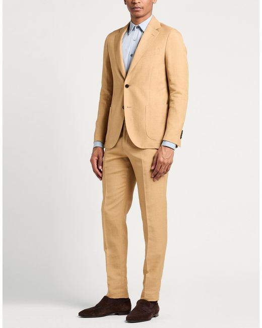 Lardini Natural Camel Suit Wool, Linen for men