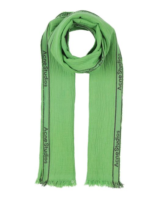 Acne Green Scarf Cotton, Linen for men