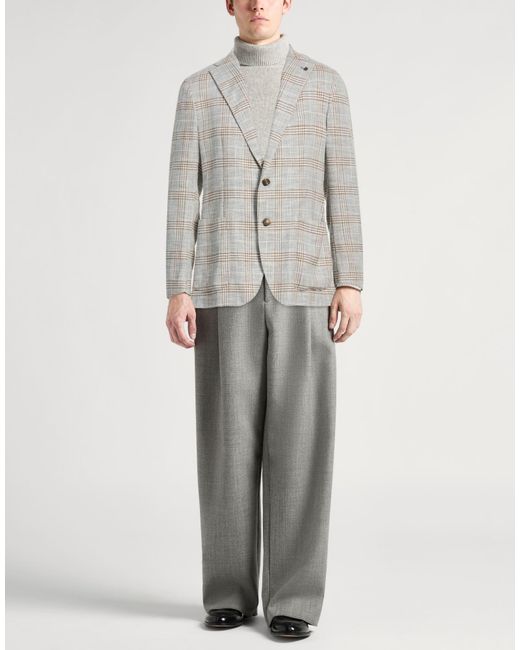 Tagliatore Gray Light Blazer Virgin Wool, Silk, Cotton, Polyamide, Elastane for men