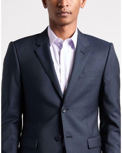 Emporio Armani David Line Midnight Suit Virgin Wool, Silk in Blue