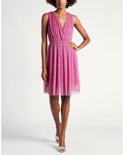 Kaos Purple Fuchsia Midi Dress Polyester, Metal Fiber
