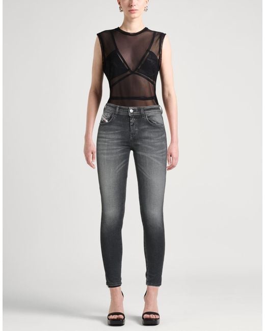 DIESEL Gray Jeans Cotton, Polyester, Elastane