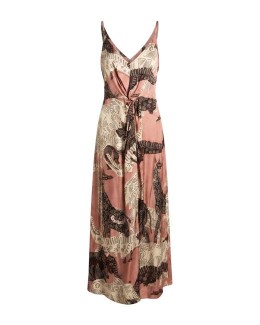 Ottod'Ame Pink Antique Rose Maxi Dress Viscose