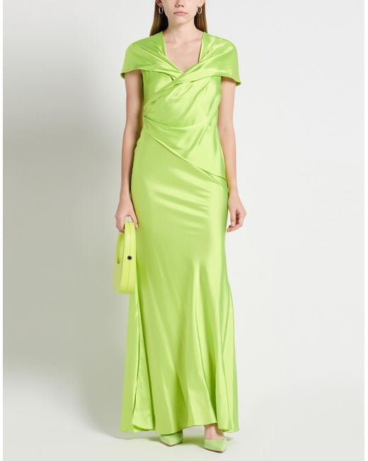 Halpern Green Lime Maxi Dress Acetate, Viscose