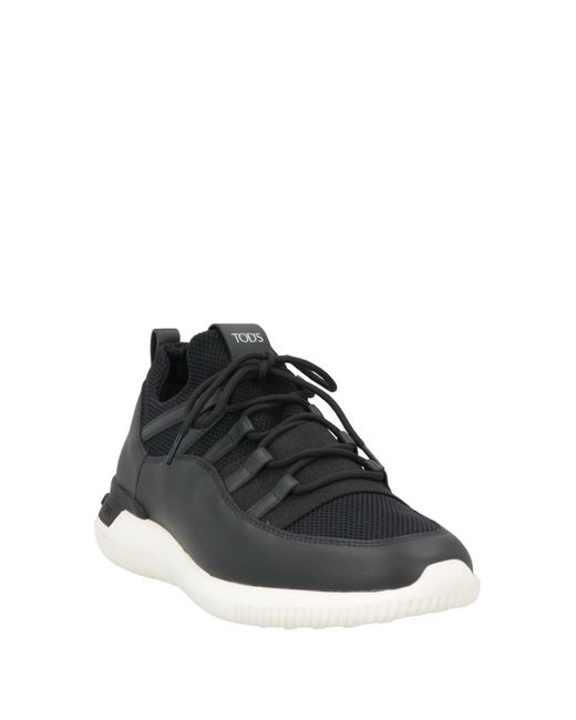 Tod's Black Sneakers Leather, Textile Fibers for men