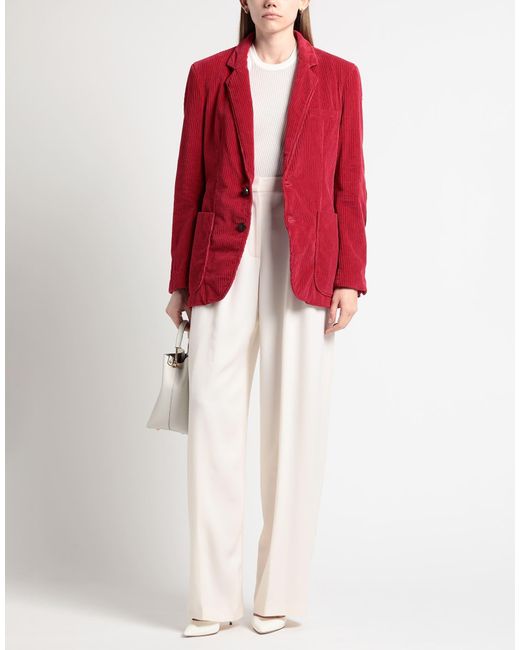 DSquared² Red Blazer Cotton, Elastane, Calfskin