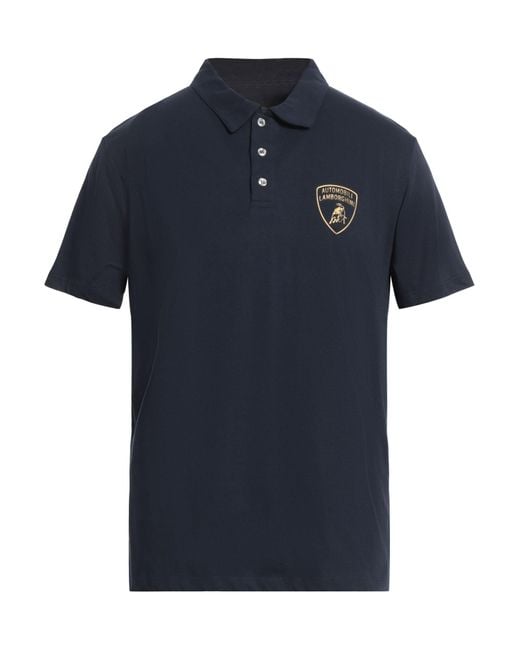 Automobili Lamborghini Blue Polo Shirt Cotton, Elastane for men