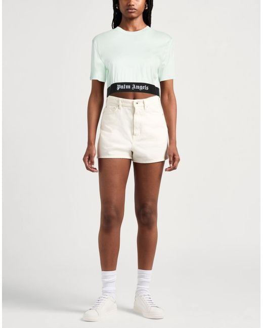 Palm Angels White T-Shirt Cotton, Polyamide, Polyester, Elastane