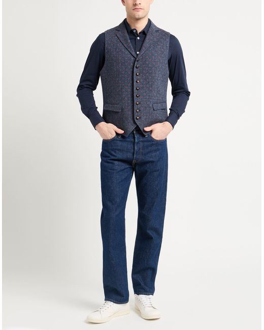 Paoloni Blue Tailored Vest Virgin Wool for men